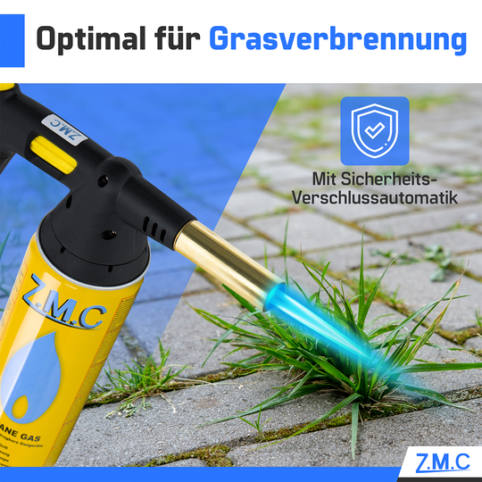 Z.M.C Gasbrenner 1,5 kW bis 1300 °C | Bunsen-, Löt- &amp; Küchenbrenner mit Piezo-Zündung &amp; Flammenregler, + optionale Gaskartuschen