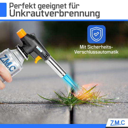 Z.M.C Gasbrenner &amp; Bunsenbrenner 1,3 kW bis 1300 °C | Lötlampe &amp; Lötbrenner mit Piezo-Zündung &amp; Gasanzünder, + optionale 227g Kartuschen