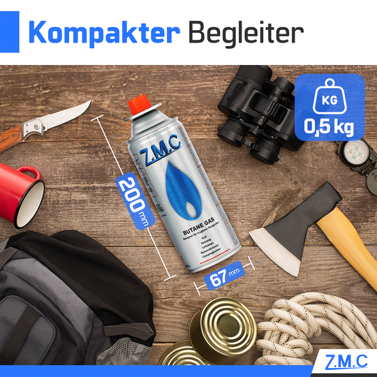 Z.M.C Gaskartusche 227g MSF-1a Bajonett Butan | Universal für Campingkocher, Gasheizung, Gasbrenner &amp; Unkrautbrenner – hohe Leistung