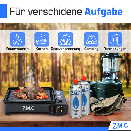 Z.M.C Gaskartusche 227g MSF-1a Bajonett Butan | Universal für Campingkocher, Gasheizung, Gasbrenner &amp; Unkrautbrenner – hohe Leistung