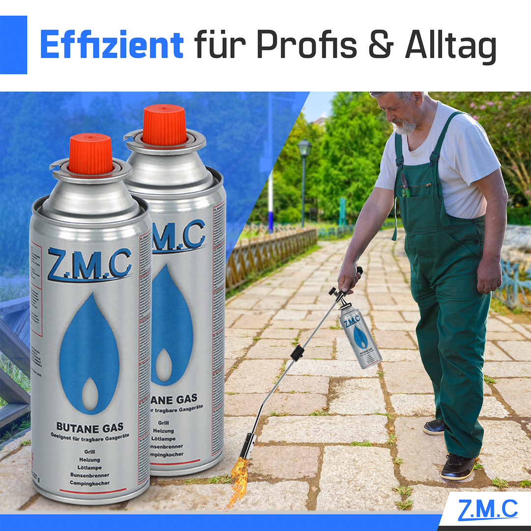 Z.M.C Gaskartusche 227g MSF-1a Bajonett Butan | Universal für Campingkocher, Gasheizung, Gasbrenner &amp; Unkrautbrenner – hohe Leistung