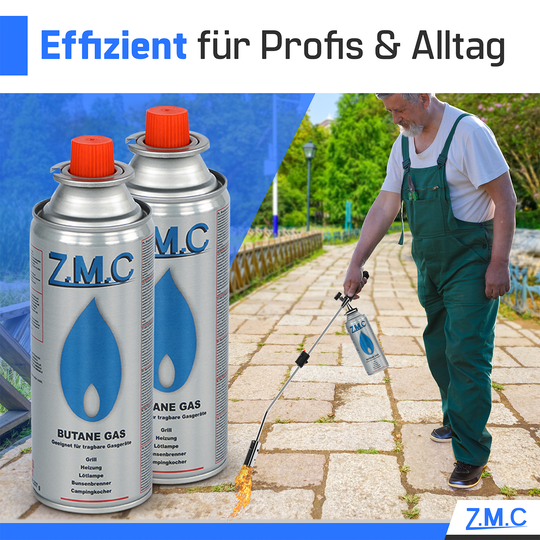 Z.M.C Gaskartusche 227g MSF-1a Bajonett Butan | Universal für Campingkocher, Gasheizung, Gasbrenner &amp; Unkrautbrenner – hohe Leistung