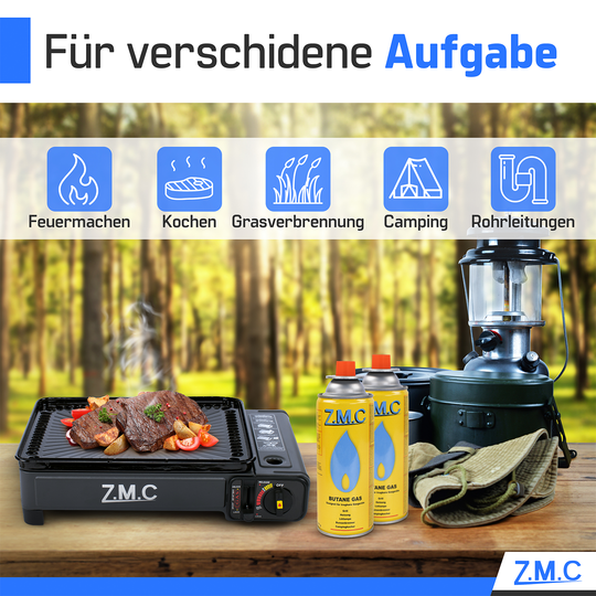 ZMC Butane Gas Cartridges 227g, Type MSF-1a | Bayonet Connection – Universal for Camping Stoves, Gas Cookers, Weed Burners &amp; Gas Appliances (EN 417)