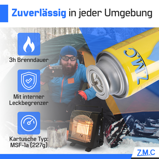 ZMC Butane Gas Cartridges 227g, Type MSF-1a | Bayonet Connection – Universal for Camping Stoves, Gas Cookers, Weed Burners &amp; Gas Appliances (EN 417)