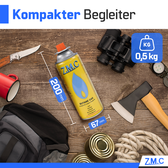 ZMC Butane Gas Cartridges 227g, Type MSF-1a | Bayonet Connection – Universal for Camping Stoves, Gas Cookers, Weed Burners &amp; Gas Appliances (EN 417)