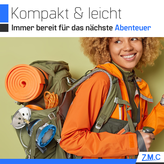 Z.M.C Campingkocher 1,2 kW bis 900 °C | Tragbarer Gaskocher &amp; Kohleanzünder mit Griff für Camping, Grill &amp; Outdoor, + optionale 190g Kartuschen