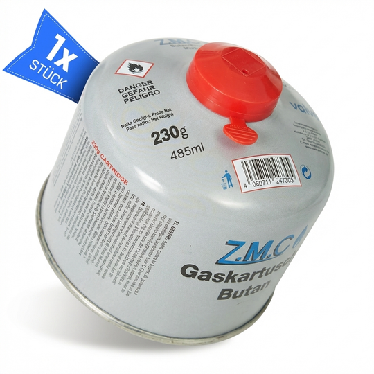Z.M.C Schraubkartusche 230g Butan/Propan Mix | 7/16" Eurogewinde, 485 ml für Campingkocher, Gasbrenner &amp; Weber Grill – UN2037