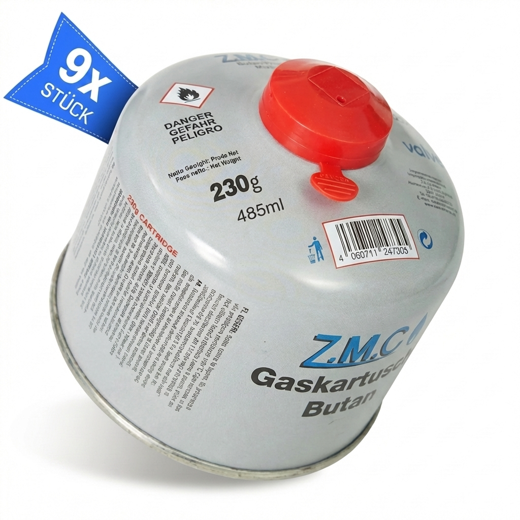 Z.M.C Schraubkartusche 230g Butan/Propan Mix | 7/16" Eurogewinde, 485 ml für Campingkocher, Gasbrenner &amp; Weber Grill – UN2037