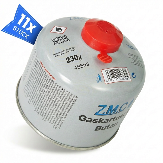 Z.M.C Schraubkartusche 230g Butan/Propan Mix | 7/16" Eurogewinde, 485 ml für Campingkocher, Gasbrenner &amp; Weber Grill – UN2037