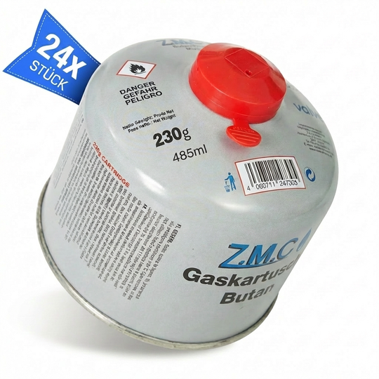 Z.M.C Schraubkartusche 230g Butan/Propan Mix | 7/16" Eurogewinde, 485 ml für Campingkocher, Gasbrenner &amp; Weber Grill – UN2037