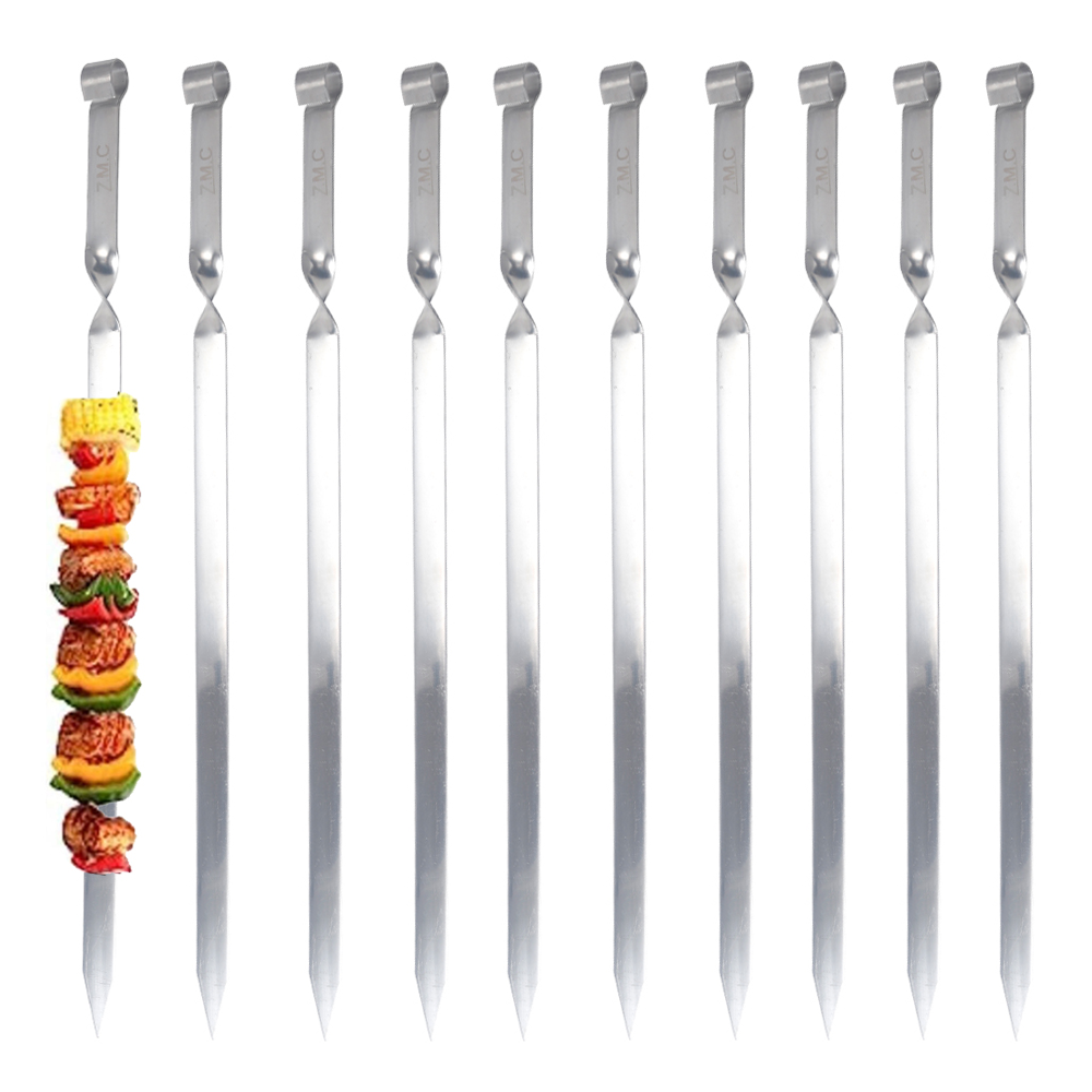 Z.M.C Kebab Grillspieße 55 cm Edelstahl | 2 cm breit, 2 mm dick, flach &amp; rostfrei für Adana, Schaschlik, BBQ &amp; Lagerfeuer