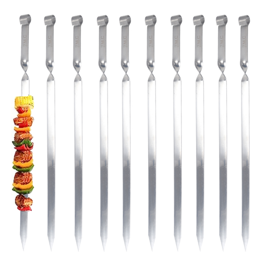 Z.M.C Kebab Grillspieße 55 cm Edelstahl | 2 cm breit, 2 mm dick, flach &amp; rostfrei für Adana, Schaschlik, BBQ &amp; Lagerfeuer