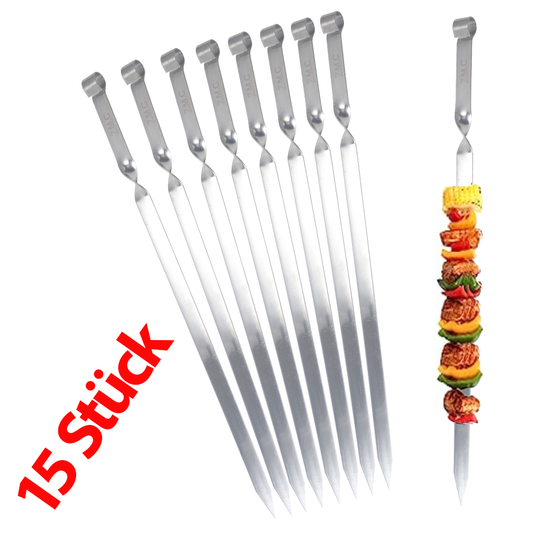 Z.M.C Kebab Grillspieße 55 cm Edelstahl | 2 cm breit, 2 mm dick, flach &amp; rostfrei für Adana, Schaschlik, BBQ &amp; Lagerfeuer