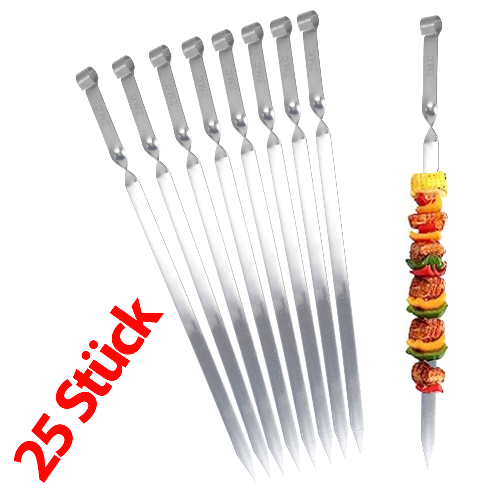 Z.M.C Kebab Grillspieße 55 cm Edelstahl | 2 cm breit, 2 mm dick, flach &amp; rostfrei für Adana, Schaschlik, BBQ &amp; Lagerfeuer