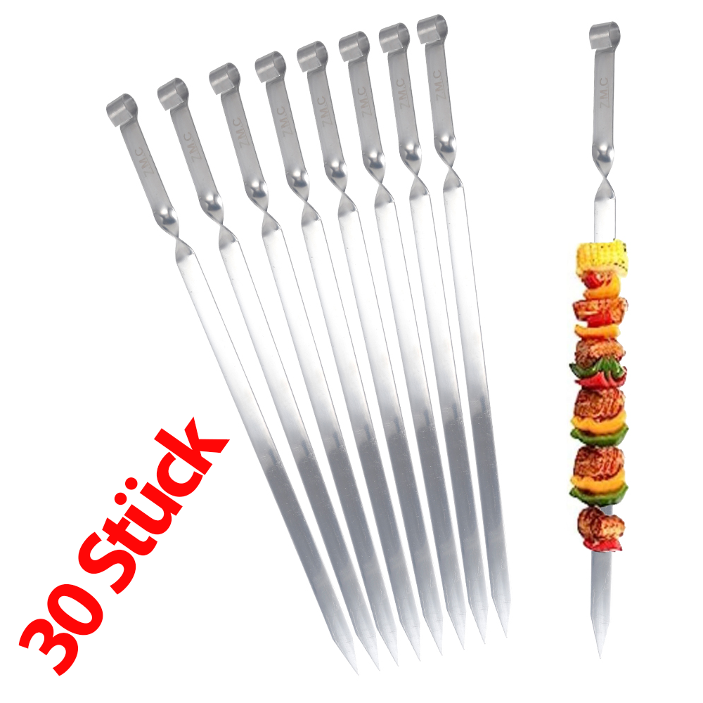 Z.M.C Kebab Grillspieße 55 cm Edelstahl | 2 cm breit, 2 mm dick, flach &amp; rostfrei für Adana, Schaschlik, BBQ &amp; Lagerfeuer