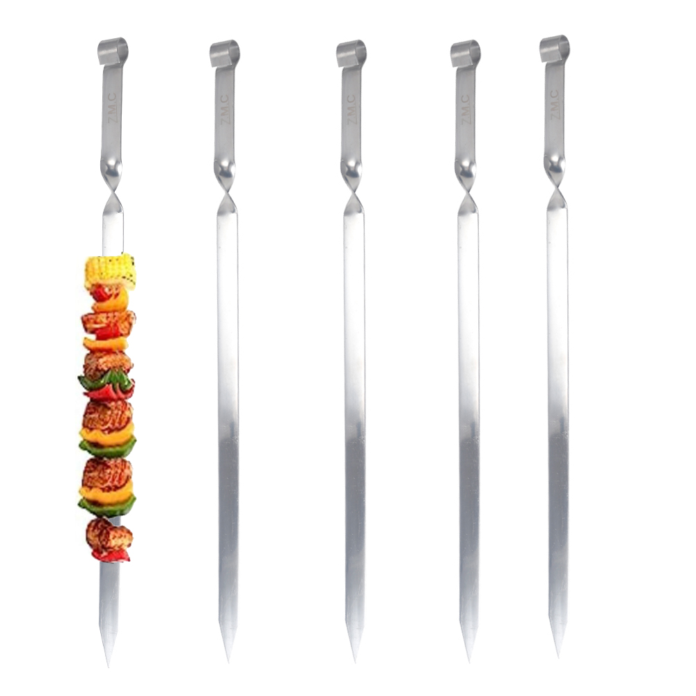 Z.M.C Kebab Grillspieße 55 cm Edelstahl | 2 cm breit, 2 mm dick, flach &amp; rostfrei für Adana, Schaschlik, BBQ &amp; Lagerfeuer