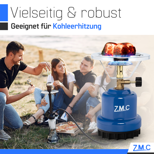 Z.M.C Campingkocher 1100 W | tragbarer Gaskocher &amp; Kohleanzünder für 190g Stechkartuschen, + optionale Gaskartuschen für Outdoor