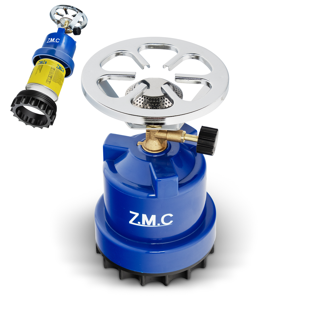 Z.M.C Campingkocher 1100 W | tragbarer Gaskocher &amp; Kohleanzünder für 190g Stechkartuschen, + optionale Gaskartuschen für Outdoor