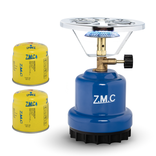Z.M.C Campingkocher 1100 W | tragbarer Gaskocher &amp; Kohleanzünder für 190g Stechkartuschen, + optionale Gaskartuschen für Outdoor