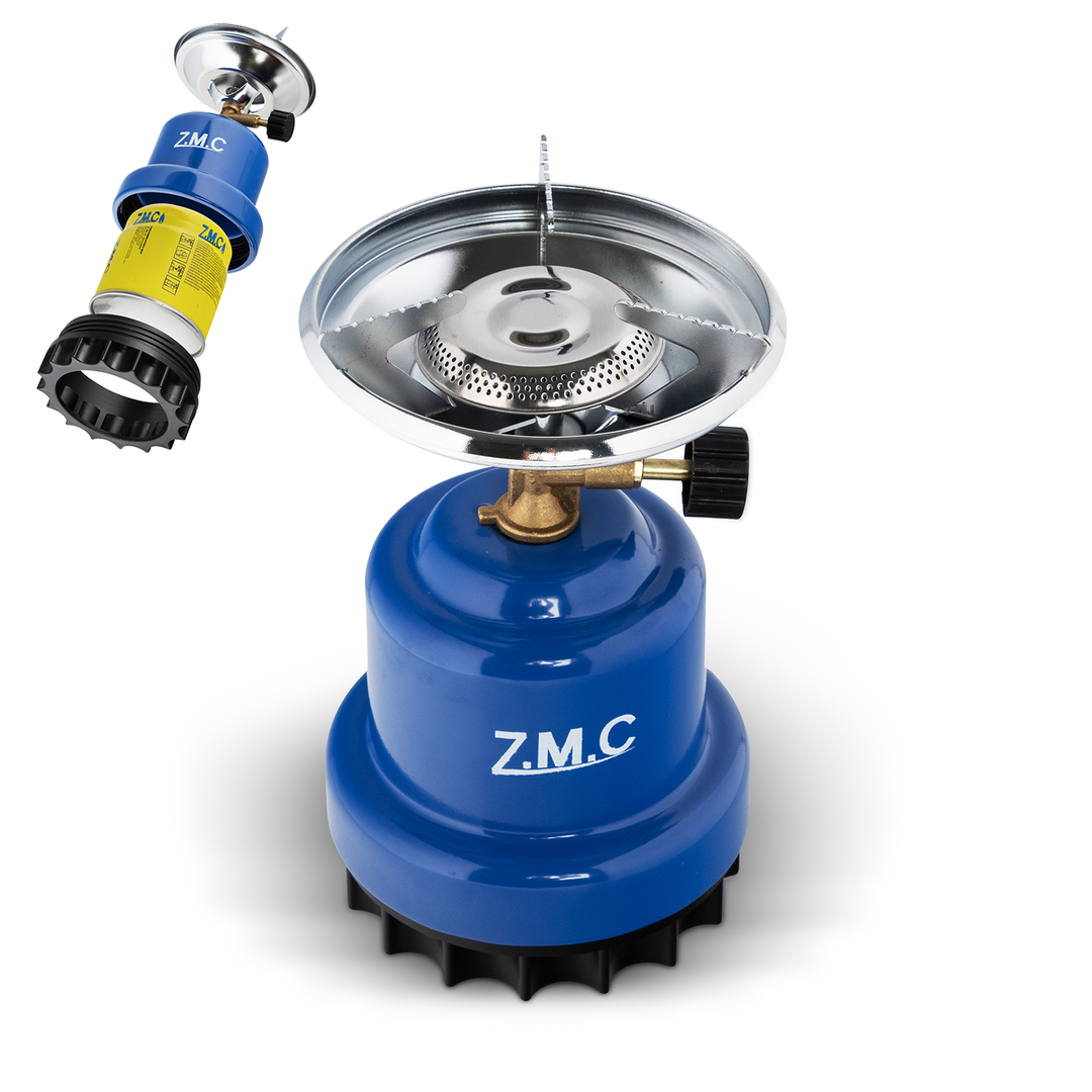Z.M.C Mini Campingkocher 1-flammig 1100 W | Kompakter Gaskocher &amp; Kohleanzünder für Camping, Festival &amp; Wandern, + optionale 190g Kartuschen