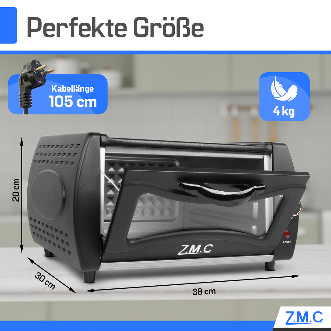 ZMC Mini Tandoor Backofen 2100W – 22L Minibackofen für Lahmacun, Pizza, Fladenbrot &amp; Naan | Kompakt &amp; leistungsstark | inkl. Grillrost &amp; Backblech | Ideal für Küche &amp; schnelles Aufheizen