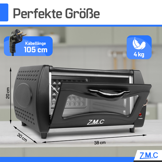 ZMC Mini Tandoor Backofen 2100W – 22L Minibackofen für Lahmacun, Pizza, Fladenbrot &amp; Naan | Kompakt &amp; leistungsstark | inkl. Grillrost &amp; Backblech | Ideal für Küche &amp; schnelles Aufheizen