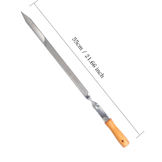 Z.M.C Kebab Grillspieße 55 cm Edelstahl mit Holzgriff | 2 cm breit, 2 mm dick, rostfrei für Adana, Schaschlik, BBQ &amp; Lagerfeuer