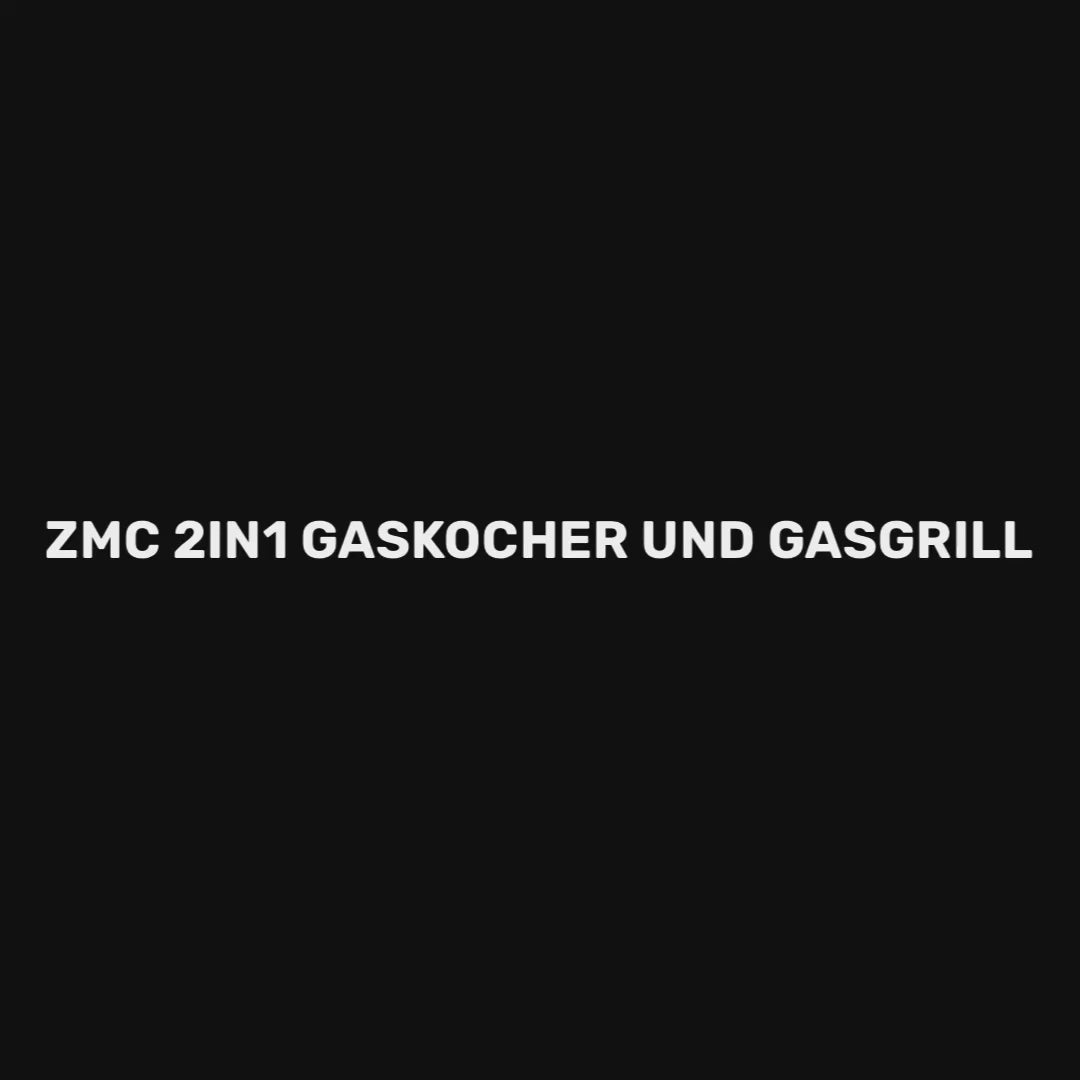Z.M.C 2-in-1 Campingkocher &amp; Gasgrill 2,2 kW mit Piezo-Zündung | tragbar mit LPG-Anschluss, Grillzubehör &amp; Koffer, + optionale Kartuschen