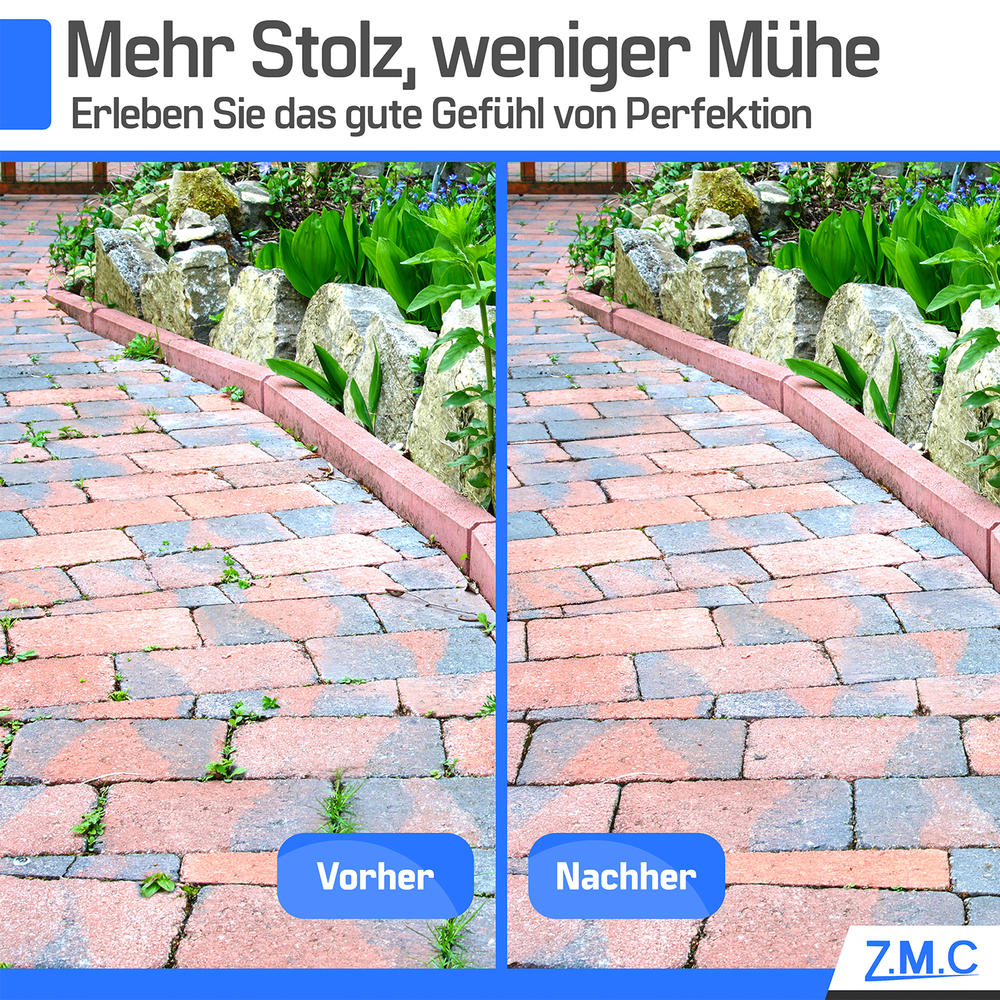 Z.M.C Unkrautbrenner 2,5 kW bis 1400 °C | Abflammgerät mit Piezo-Zündung & einstellbarer Flamme, + optionale 227g Gaskartuschen