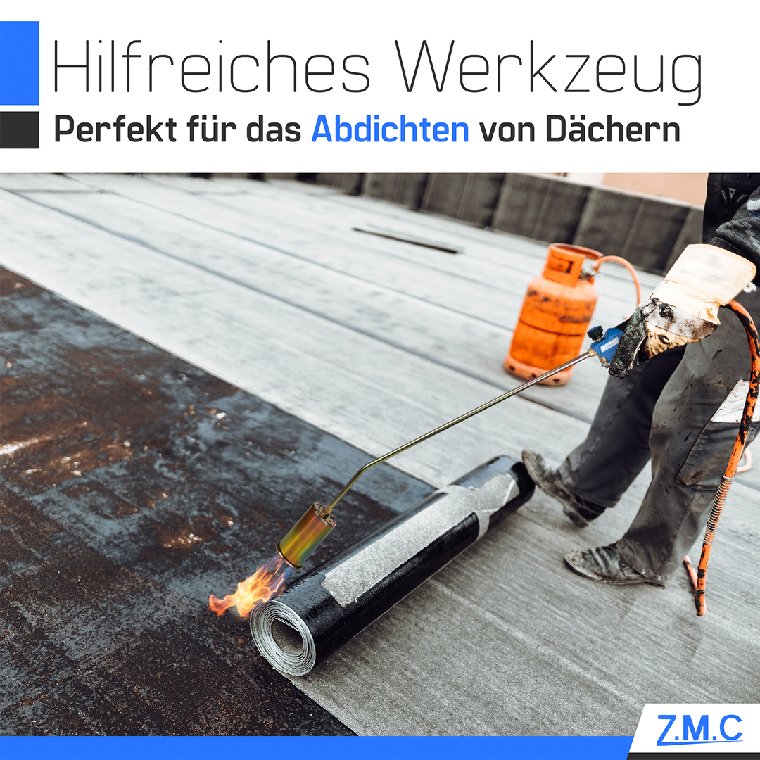 Z.M.C Unkrautbrenner 1850 °C Abflammgerät | 60 mm Brenner, 90 cm Rohr, 5 m Schlauch &amp; 2 Konterschlüssel für Garten &amp; Unkraut