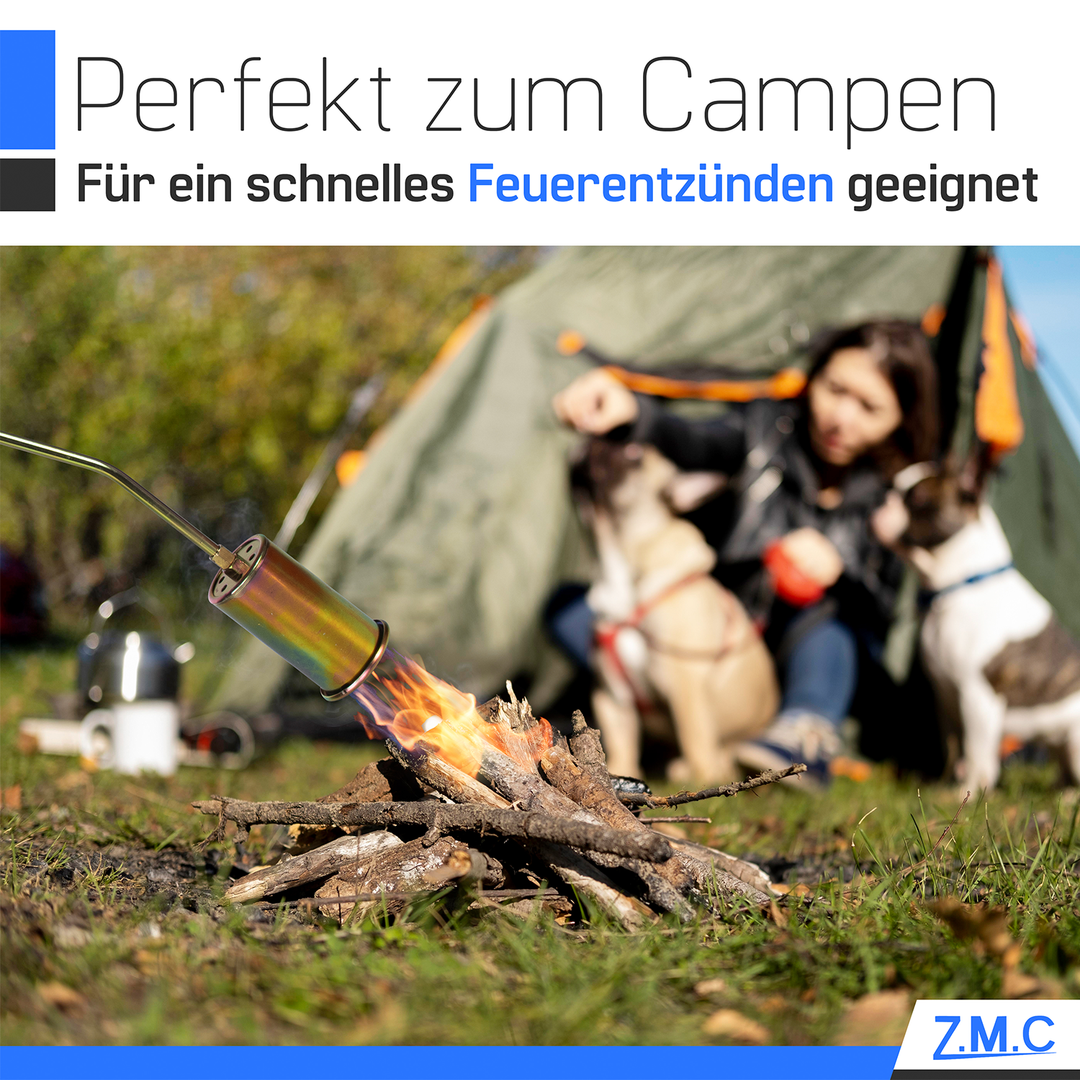 Z.M.C Unkrautbrenner 1850 °C Abflammgerät | 60 mm Brenner, 90 cm Rohr, 5 m Schlauch &amp; 2 Konterschlüssel für Garten &amp; Unkraut