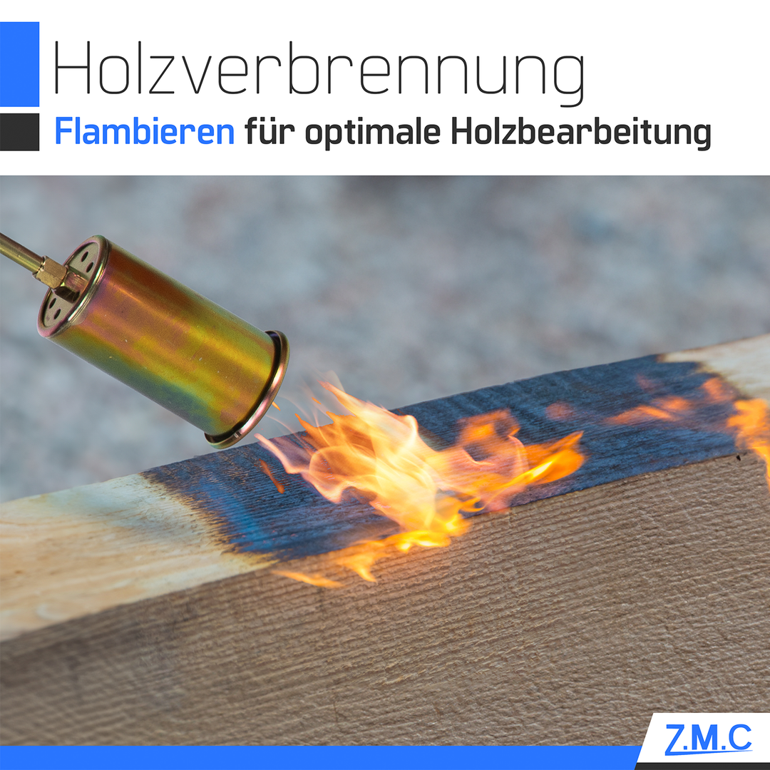 Z.M.C Unkrautbrenner 1850 °C Abflammgerät | 60 mm Brenner, 90 cm Rohr, 5 m Schlauch &amp; 2 Konterschlüssel für Garten &amp; Unkraut